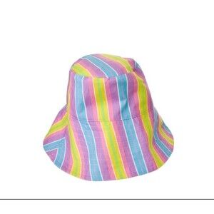 OLIVIA RUBIN Zanna Bucket Hat Bright Candy Stripe NWT One Size Cotton